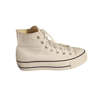 Women's CONVERSE CANVAS PLATFORM CHUCK TAYLOR ALL STAR WHITE SNEAKERS Size 9.5